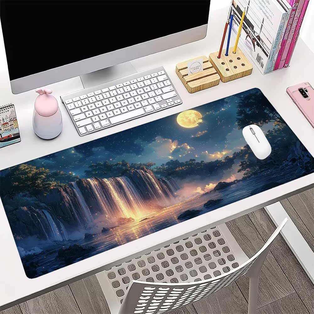 Tappetino Mouse Gaming xxl Accessori Scrivania Ufficio Nero Cielo stellato Grande Tappetino Mouse e Tastiera Sottomano da Scrivania 1200x600x3mm Base Antiscivolo, per PC Laptop Studio Casa d-486