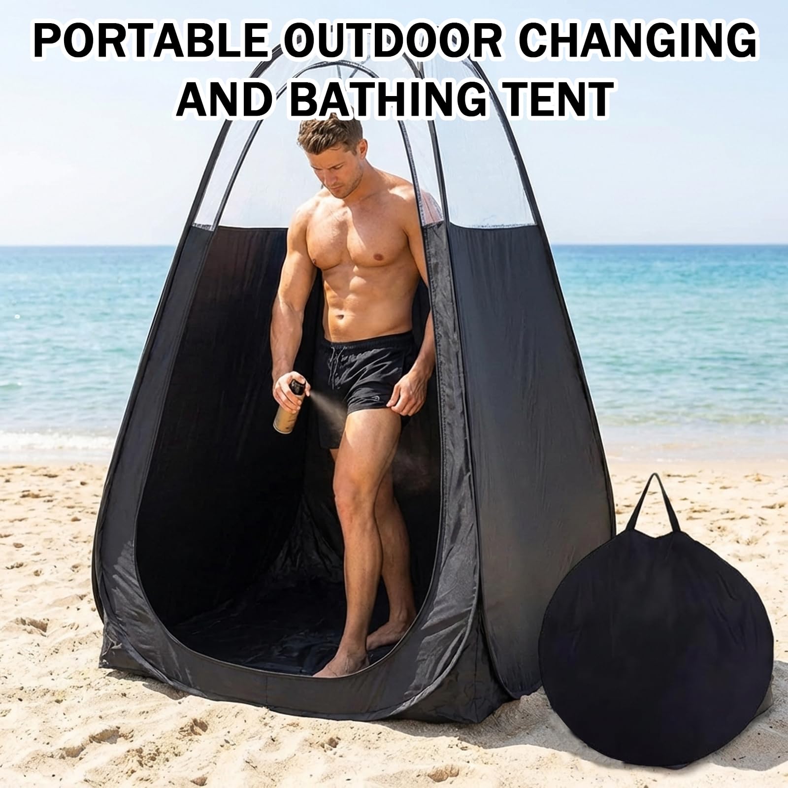 Tente de Bronzage par pulvérisation, Tente de Bronzage Pop-up Portable, Cabine d'intimité instantanée avec Sac Transport pour Douche et Change en Plein air, 47 x 47 x 75 Pouces