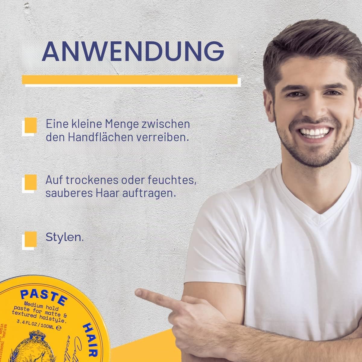 Seven Potions Haarstylingpaste für Männer 100ml - Mittlerer flexibler Halt Knete - Mattes und strukturiertes Finish - Einfache Anwendung - Natürlich, vegan, tierversuchsfrei