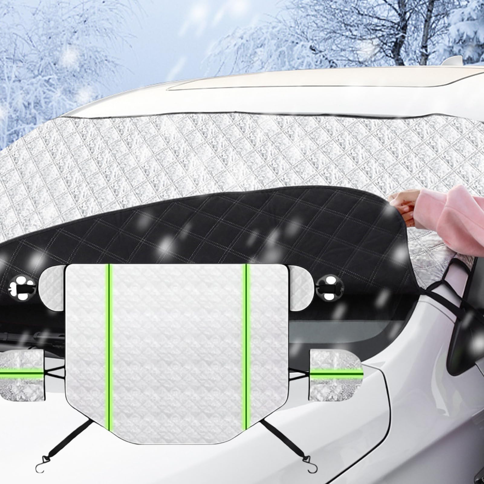Coprivetri Neve Telo Impermeabile Antigelo Universale | Parasole Riflettente Per Veicoli Parasole per SUV Furgoni Berlina Veicoli