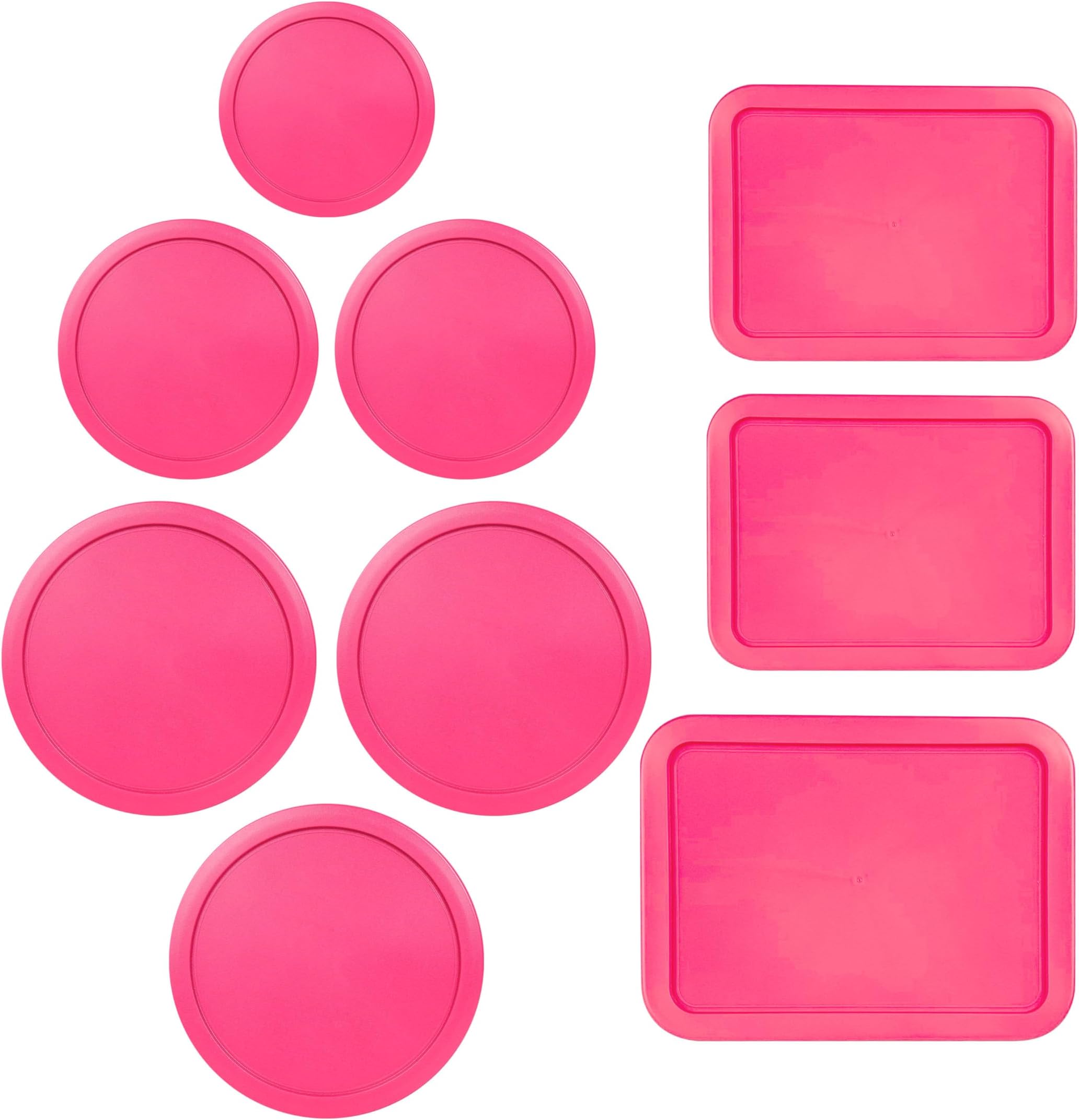 Replacement Lids for Pyrex Glass Food Storage Containers Rectangular (1) 1-Cup (2) 2-Cup (2) 4-Cup (1) 7-Cup (2) 3-Cup (1) 6-Cup Round Rectangle (Fuchsia)