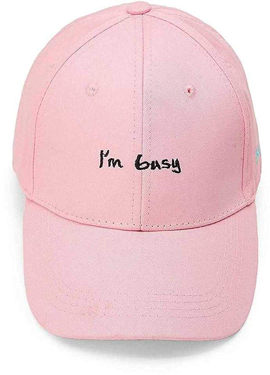 MAGICUnisex I M Busy Printed Adjustable Baseball Cap - Pink