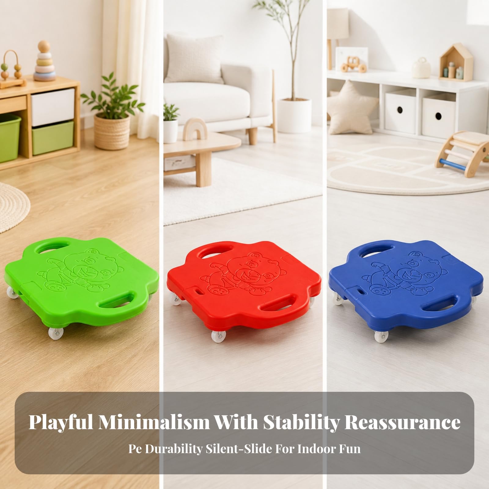 predolo Board con Maniglie e Ruote Universali Basso Profilo Equilibrio in Plastica PE Bordi Arrotondati per Giochi Al Chiuso