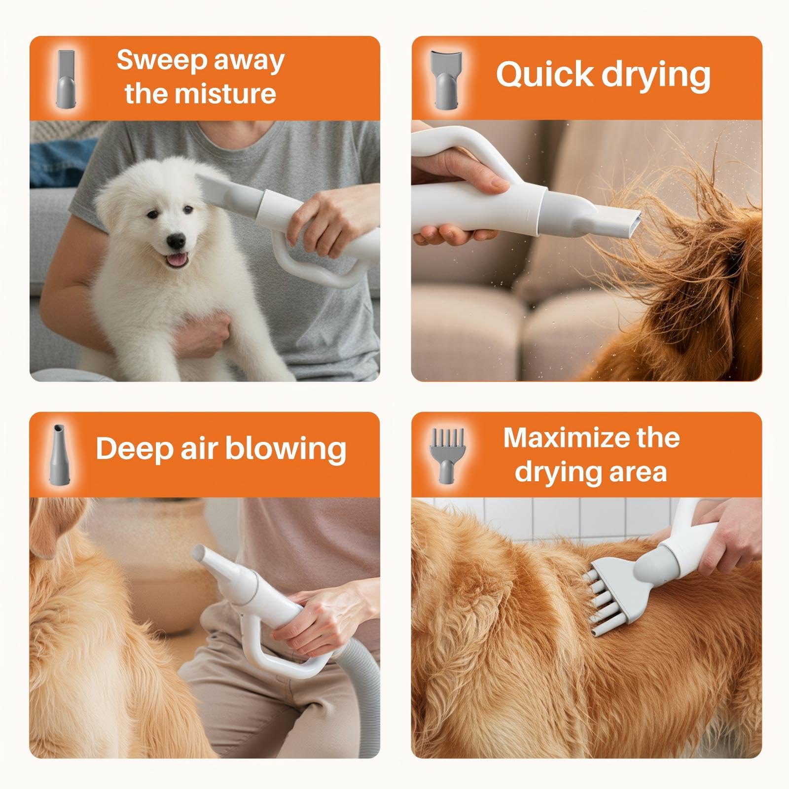 NEWBULIG Dog Hair Dryer with Heater for Grooming, High Velocity Speed view 6