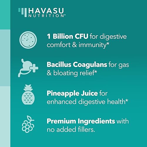 Miniatura 4 de Gomitas probióticas para apoyo digestivo y salud intestinal  1 mil millones de UFC Bacillus Coagulans  60 unidades  Estables en conservación, sin