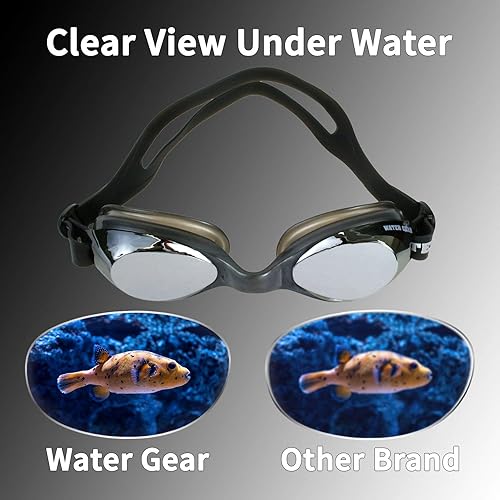 Miniatura 7 de Water Gear Metallic Razor Anti-Fog Swim Goggles - Great for Pool and Diving - Comfortable and Clear Vision - Water Sports and Exercise - Silver/Black