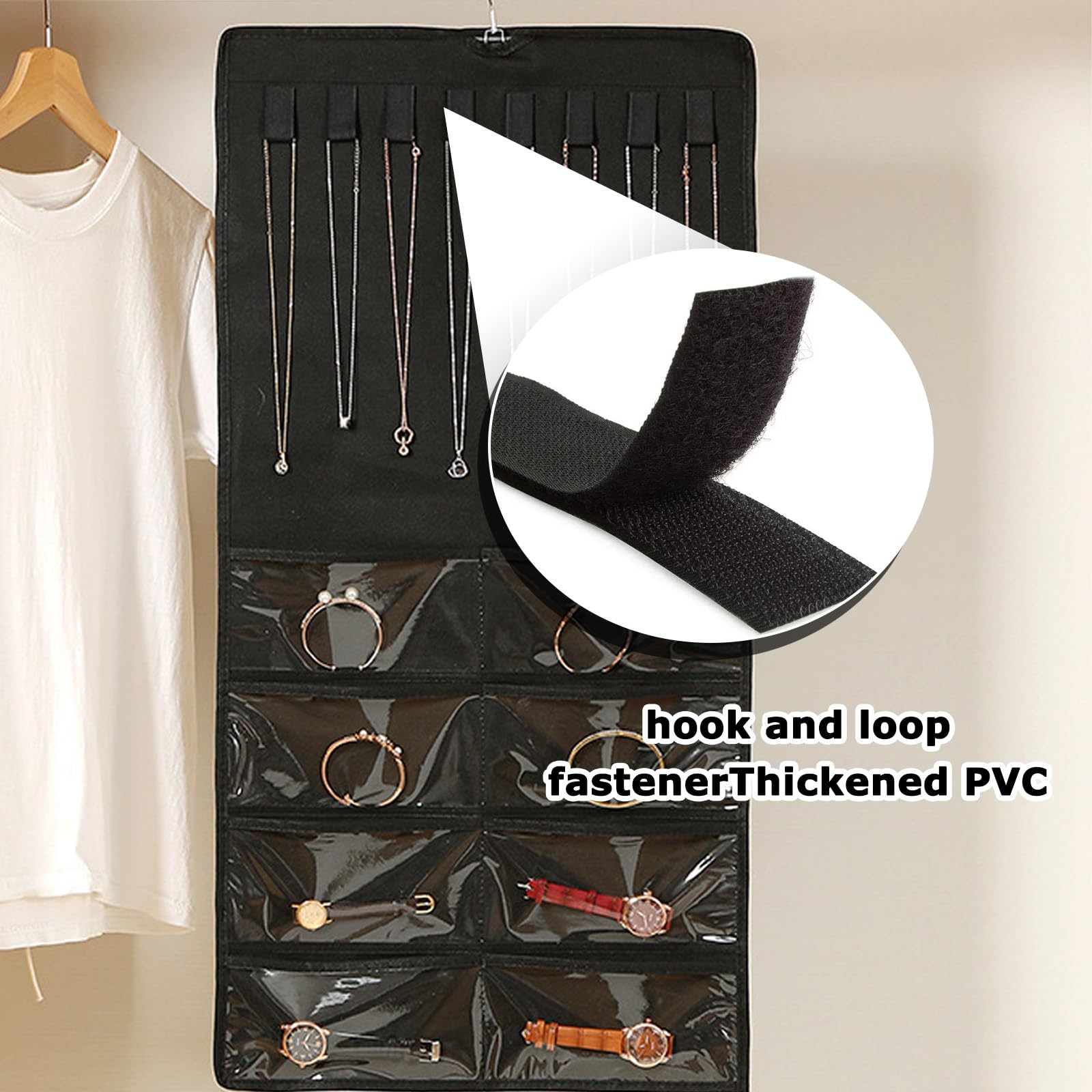 Organizer Gioielli Da Appendere Con 48 Tasche, Doppio Lato Porta Collane Da Appendere Con Tasche In Pvc Trasparente, Porta Gioielli Da Armadio Per Orecchini, Collane, Anelli, Bracciali