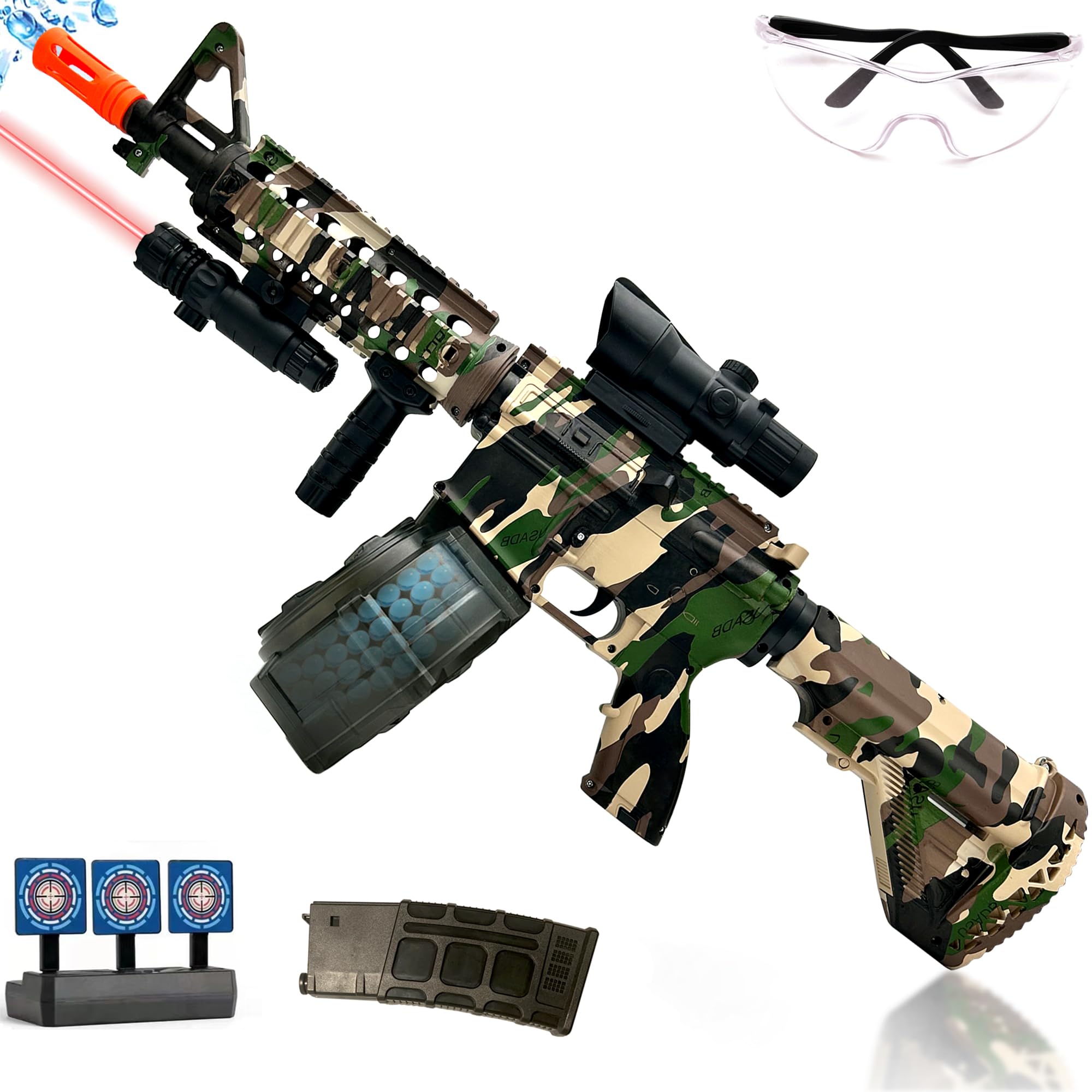 ZoffyFabrizio Large Splatter Gel Ball Blaster, Electric Gel Splat Blaster, with Drum & 60,000 Eco-Friendly Orby for Outdoor Games Gel Ball Blaster - Ages 14 +(Camouflage)