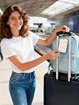 Seorsok 2 PCS Luggage Travel Tags for Suitcases,Cute Grey Leopard PU Leather Name Tag with Privacy Cover&ID Label Address Card and Durable Metal Ring Suitable for Men Women Handbags Backpack,Grey