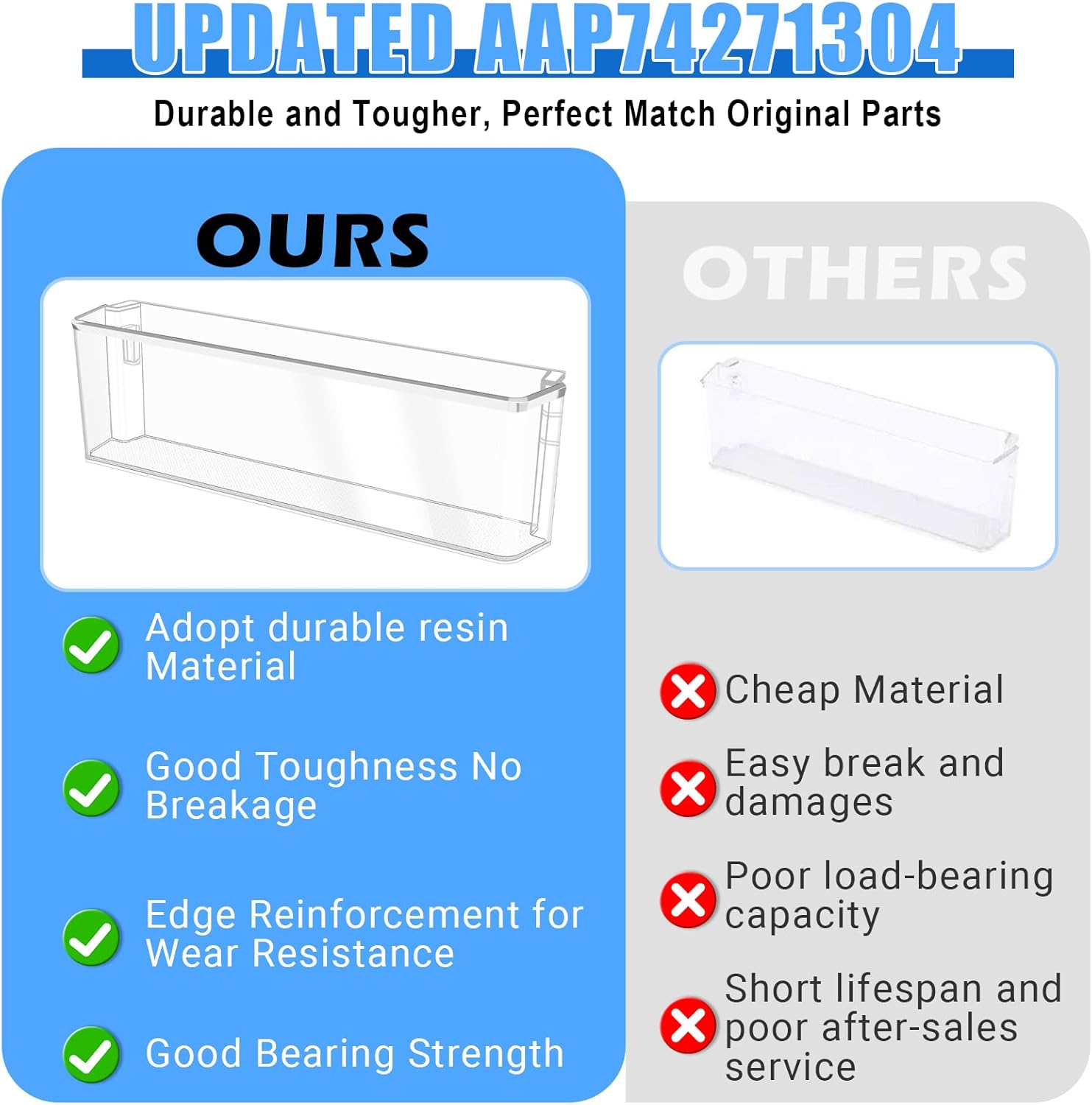 UPGRADED AAP74271304 Refrigerator Door Shelf Bin Compatible with LG Refrigerator Door Shelf Replacement,AAP73252302 Fridge Door Shelves For LG Refrigerator Parts LRMDS3006S/D LRMDC2306S LRMVC2306D