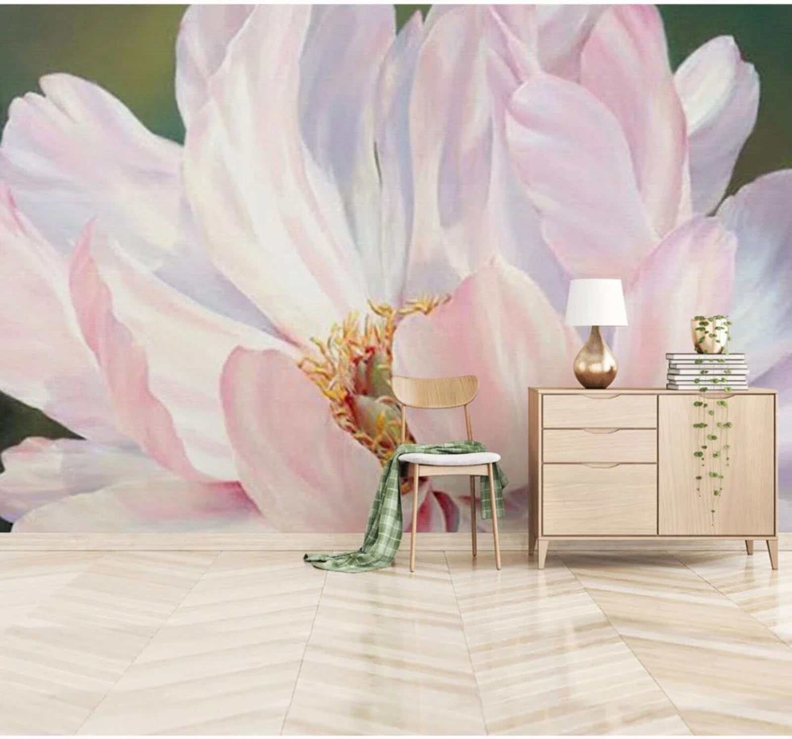 Wallpaper-3D-Xlm 250Cm×170Cm(B×H) Simple Elegant Three Dimensional Pink Flowers 3D Wallpaper Easy Install Feature Office Living Room Sofa Bedroom Tv Background Wall Decoration-250Cm×170Cm