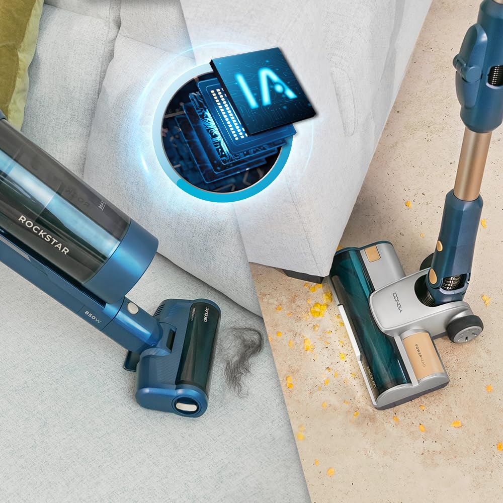 Cecotec Aspirapolvere Senza Fili Potente Conga Rockstar 11500 Odyssey Station Connected IA. Max 300AW, 800W, IA, App, fino a 110 min autonomia, Base auto-svuotante, Tubo Flessibile, Kit Accessori