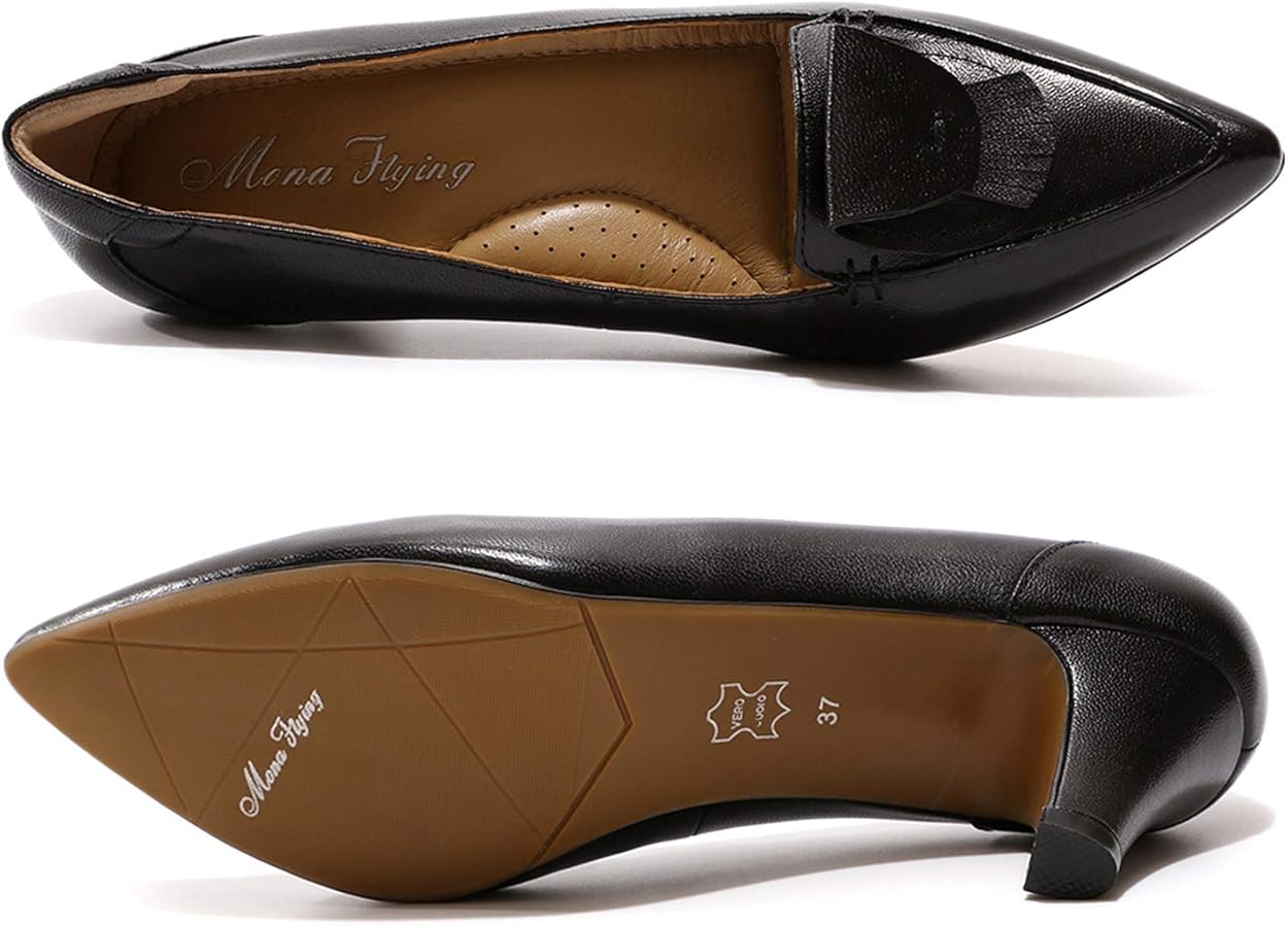 Amazon.com | Mona flying Womens Leather Comfortable Pointed Toe