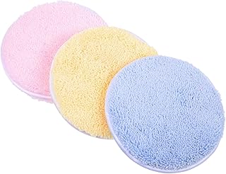 FRCOLOR 3Pcs Almofadas De Limpeza Redondas Almofadas De Remoção De Maquiagem Laváveis Esponjas De Maquiagem Para Rosto Almofadas De Algodão Para Rosto Almofadas De Algodão Reutilizáveis