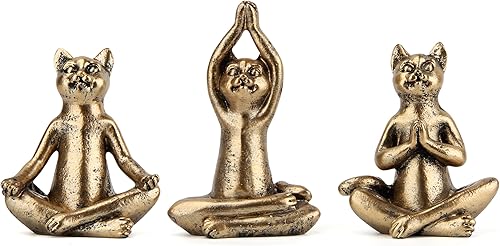 Estatuas de gato de yoga para decoración del hogar, figura de postura de yoga para dormitorio espiritual zen, sala de estar, oficina, mesa,