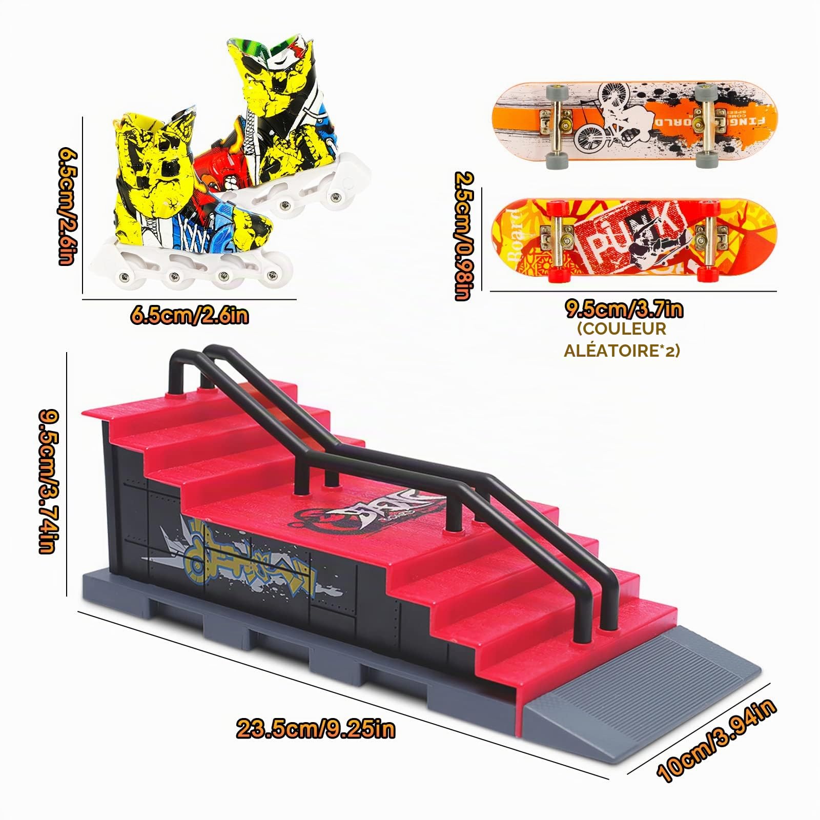 MOMSIV Mini Rampe de Skateboard pour Les Doigts et Ensemble d'accessoires, f