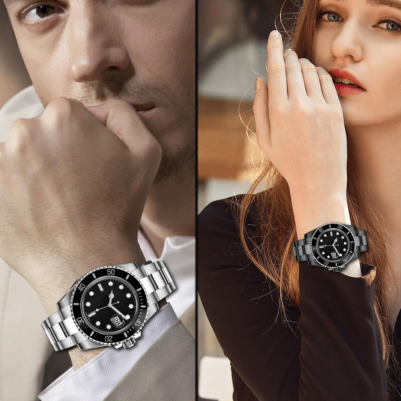 20mm 22mm Metal Watch Band for Men Screw-In Stainless Steel Watch Band Straight with Curved Ends Watch Bracelet Replacement Strap with Classic Diving Buckle Sliver-Gold - Image 7