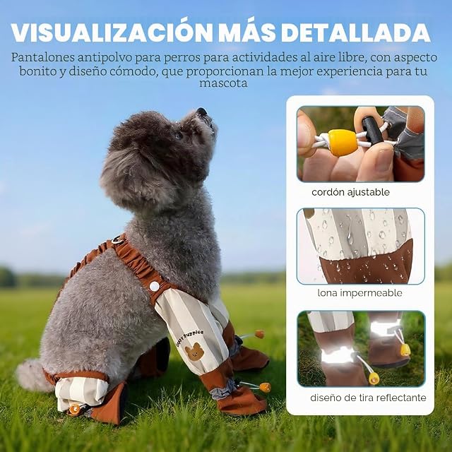 Foto 5 de 8 de XFSRG Pantalones para Perro a Prueba de Polvo Ajustables con Agarre Antideslizante Protectores para Acampar…