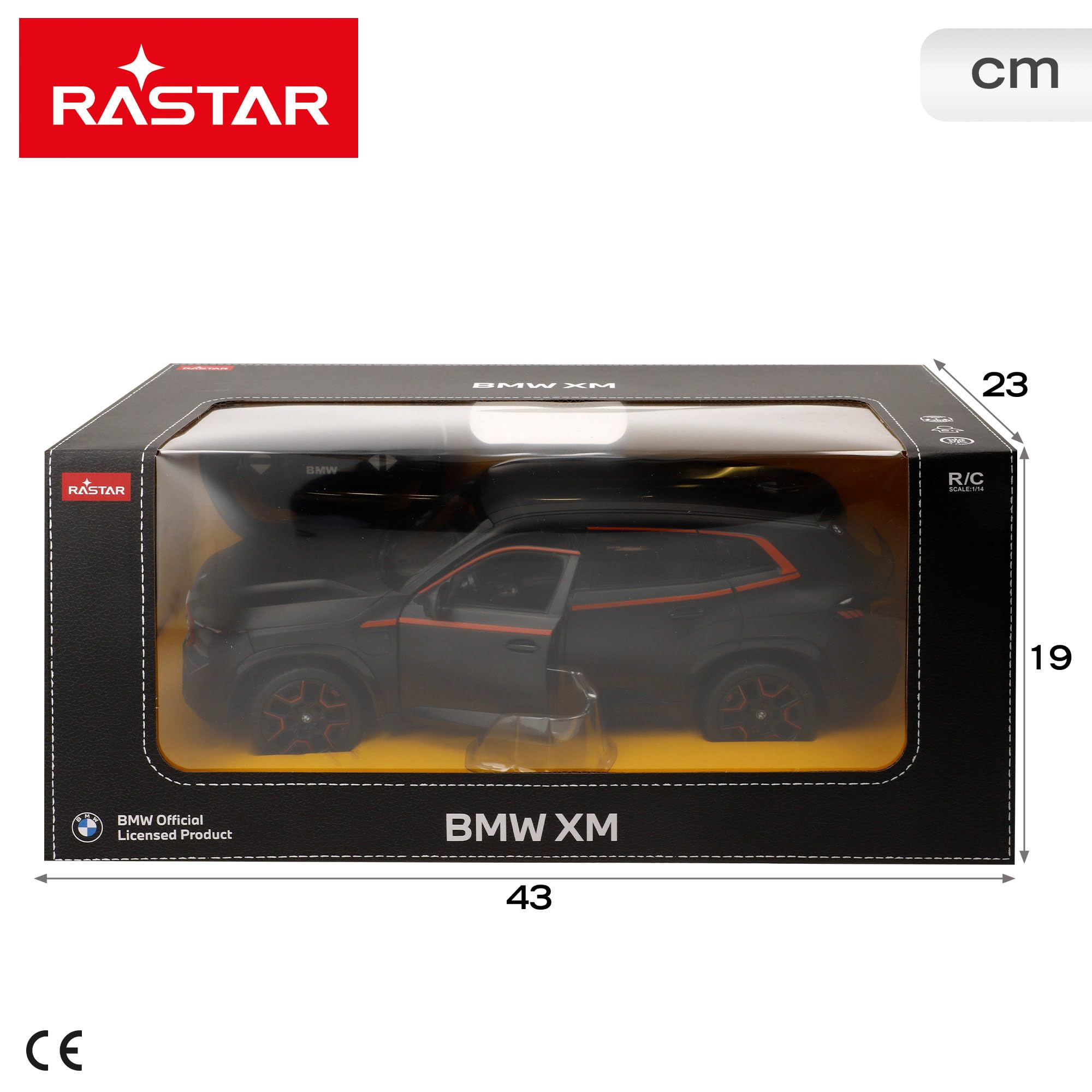 ColorBaby RASTAR BMW XM samochód zdalnie sterowany, skala 1:14, oficjalna replika, pilot zdalnego sterowania 2,4 GHz, ręczne drzwi na zawiasach, samochody, kolekcja, dla kolekcjonerów i dzieci od 6