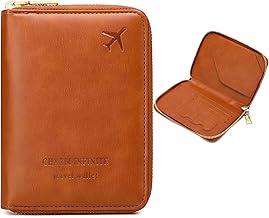 24x7 eMall Passport Cover Case with Zip, 2 Passport Slots, 3 Credit Card, Boarding Pass, 2 Sim Slot Oragniser Pouch for Travel, Pocket Size - 15 Cm x 11 Cm PU Leather - Brown