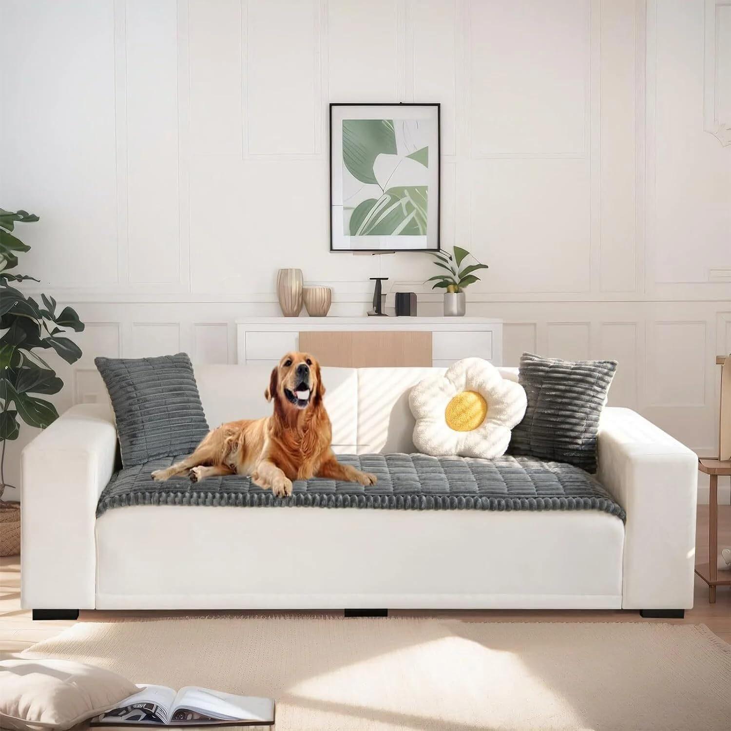 Amazon.com: Plush Pet Couch Cover, Non-Slip Sofa Protector  Syalife Saggy Plush Pet Couch Protector main image 0