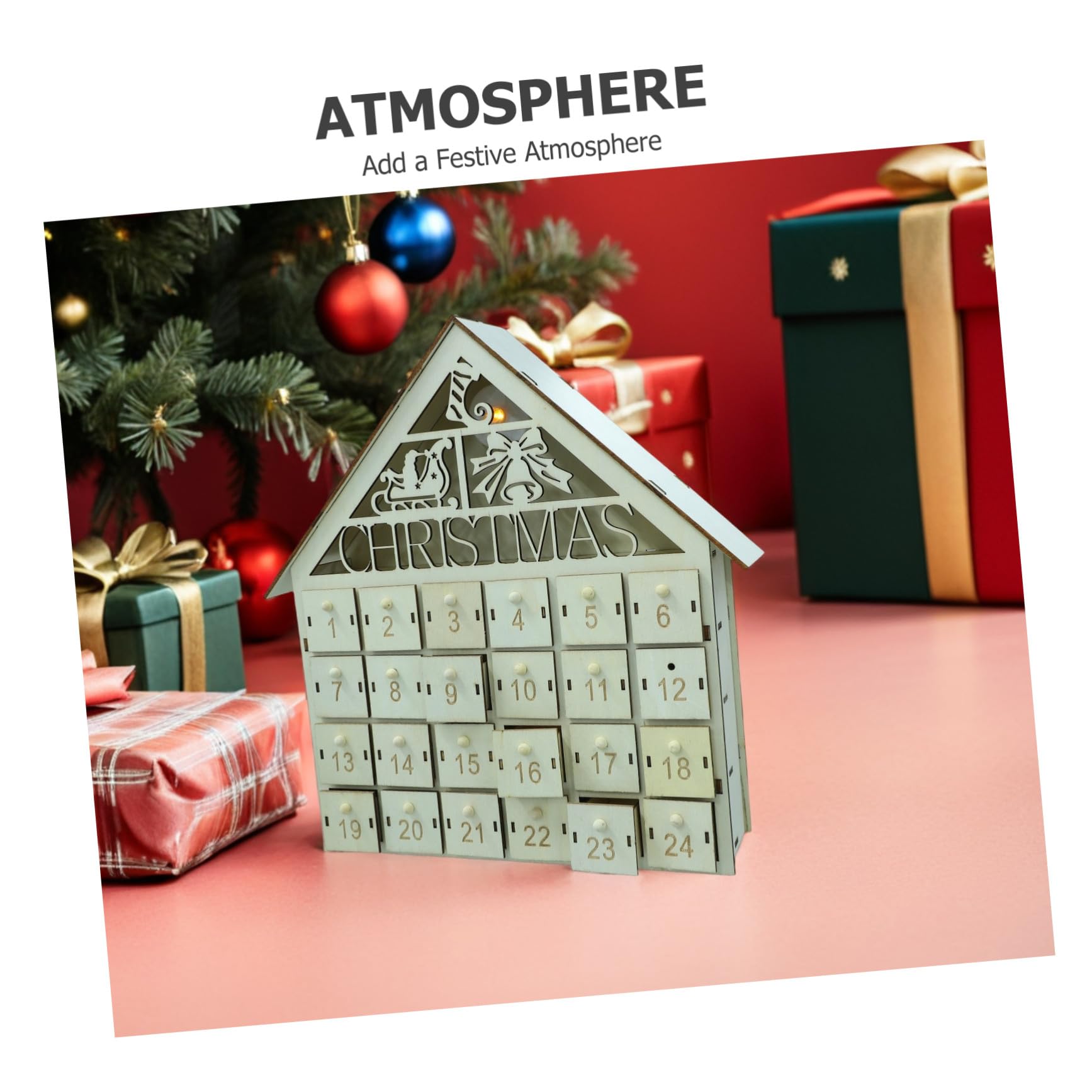 Anneome Adventskalender aus Holz Countdown zu Weihnachten Beige