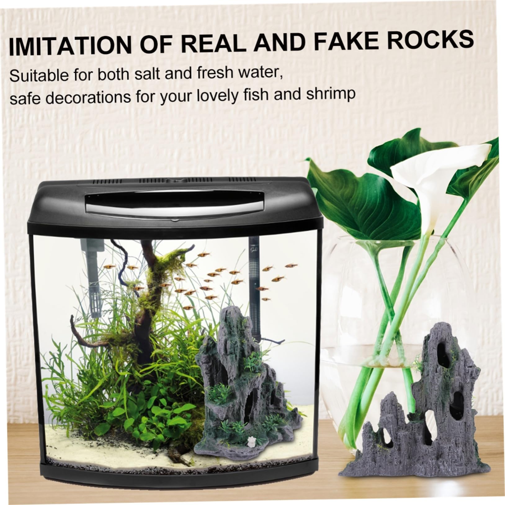 DOITOOL Adorno De Acuario Imitación De Rocas Artificiales para Peceras Decoración De Paisaje para Agua Dulce y Salada Fácil De Limpiar y Seguro para Peces y Camarones