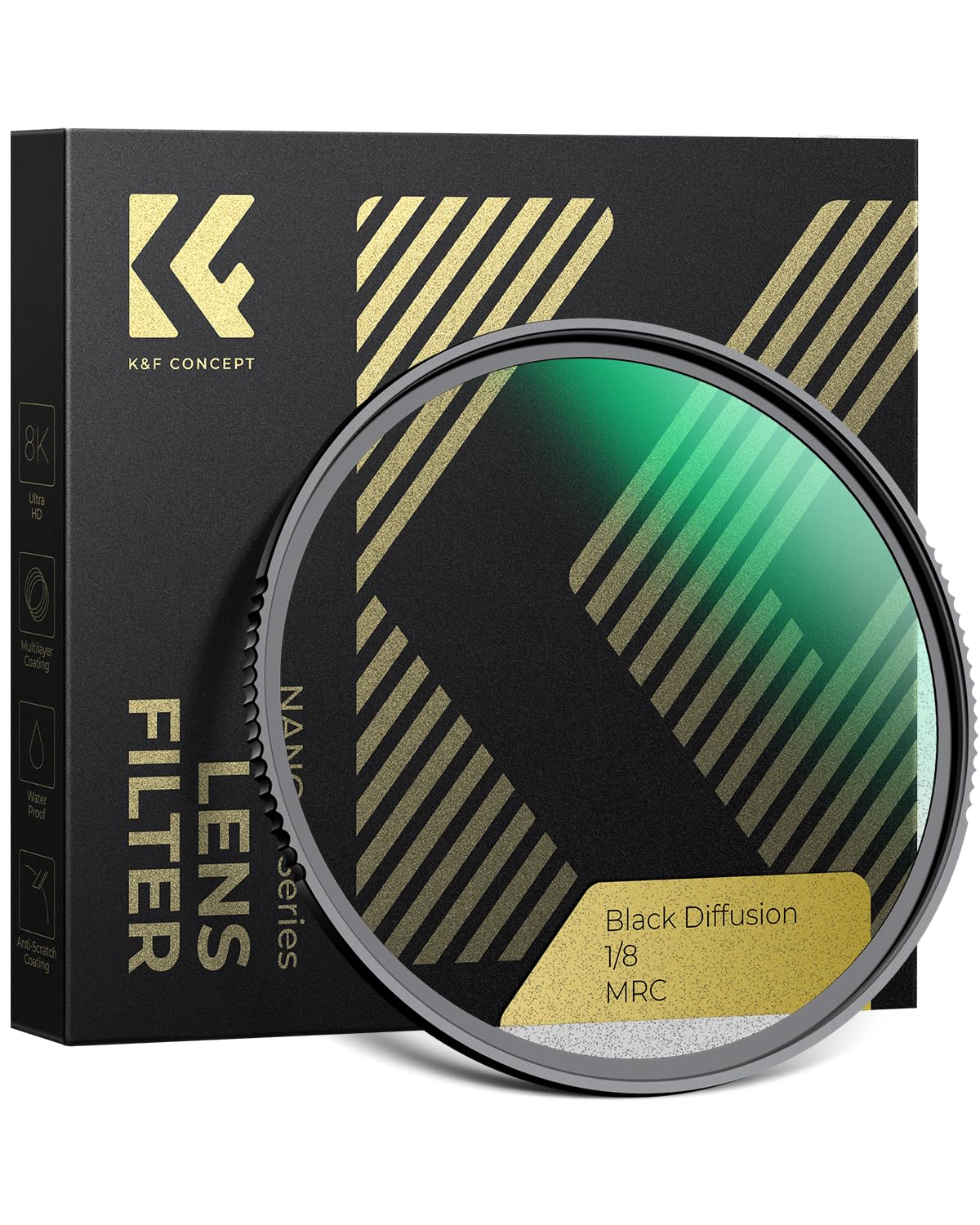 K&F Concept Nano-Xcel 77Mm Filtro Black-Mist 1/8, Filtro Black Diffusion 1/8 In Vetro Ottico Con 28 Strati Di Rivestimento Nano Per Ritratti E Video-image