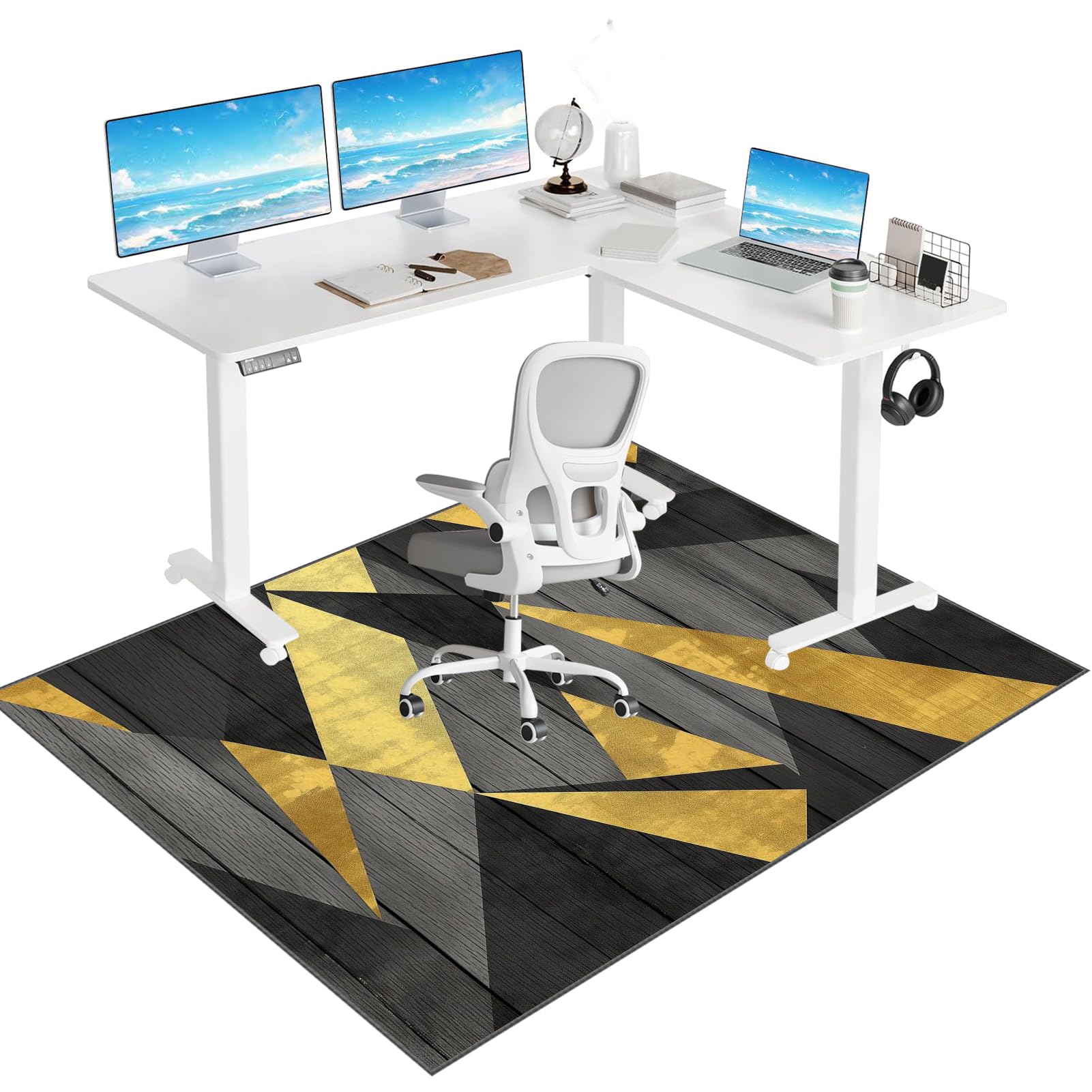 Office Chair Mat for Hard Floor, Desk Chair Mat Chair Mats Gaming Chair Mat for Carpeted floors Non Slip Chair Rolling Mat 140 x 160 cm Multi-Purpose Hard Floor Protector for Home Office Anti-scratch