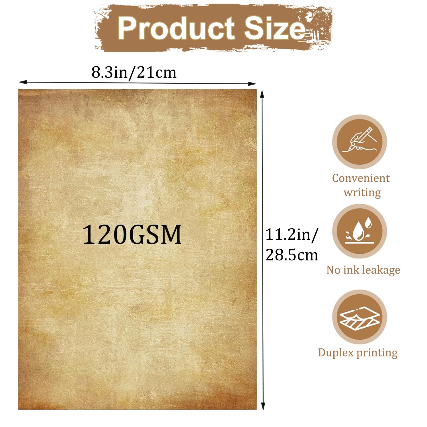 Acidea 100 vellen bedrukt perkamentpapier, 180GSM verdikt A4 romig wit