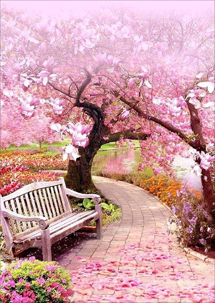 Kit broderie diamant fleur de magnolia rose 5D grand format 70x140cm pour décoration