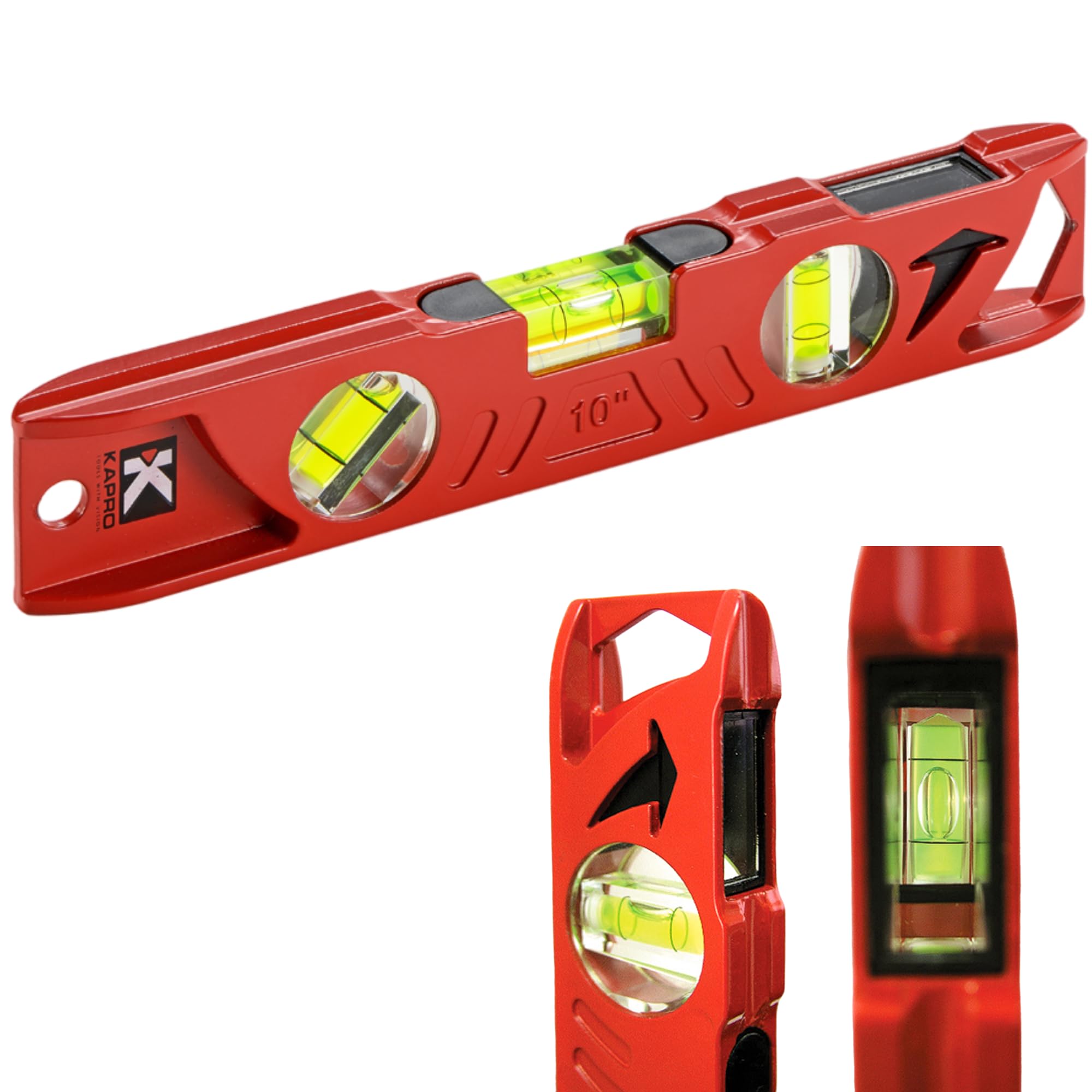 Kapro - 923 Professional Cast Aluminum Torpedo Level - Features Dual-View Plumb Site - Magnetic - VPA Tested