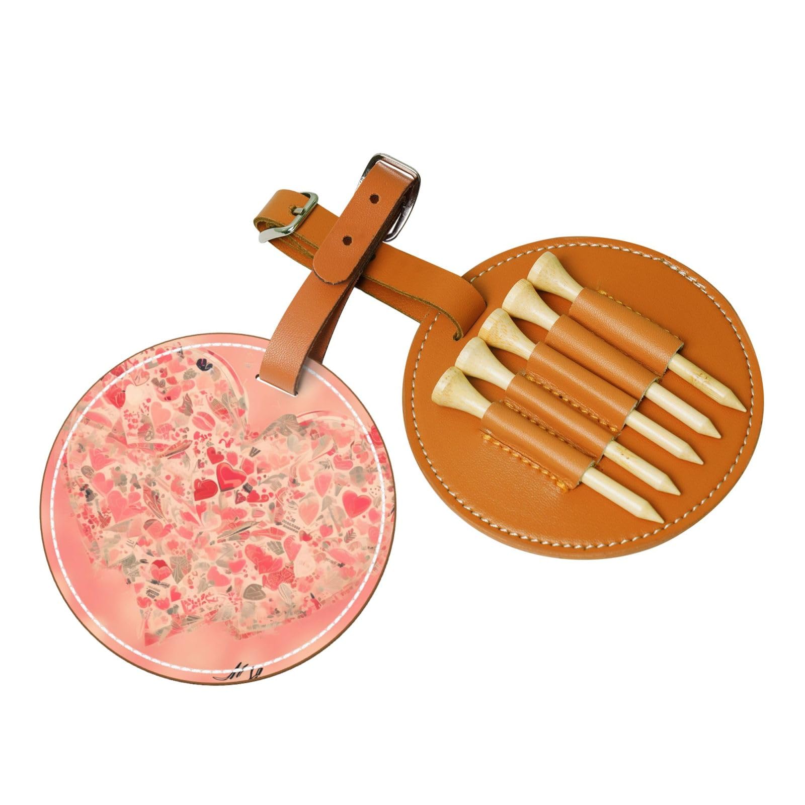 WXXWXD Red Heart Flowers Printed Golf Tee Storage Bag - Portable Storage, Easily Organize Tees