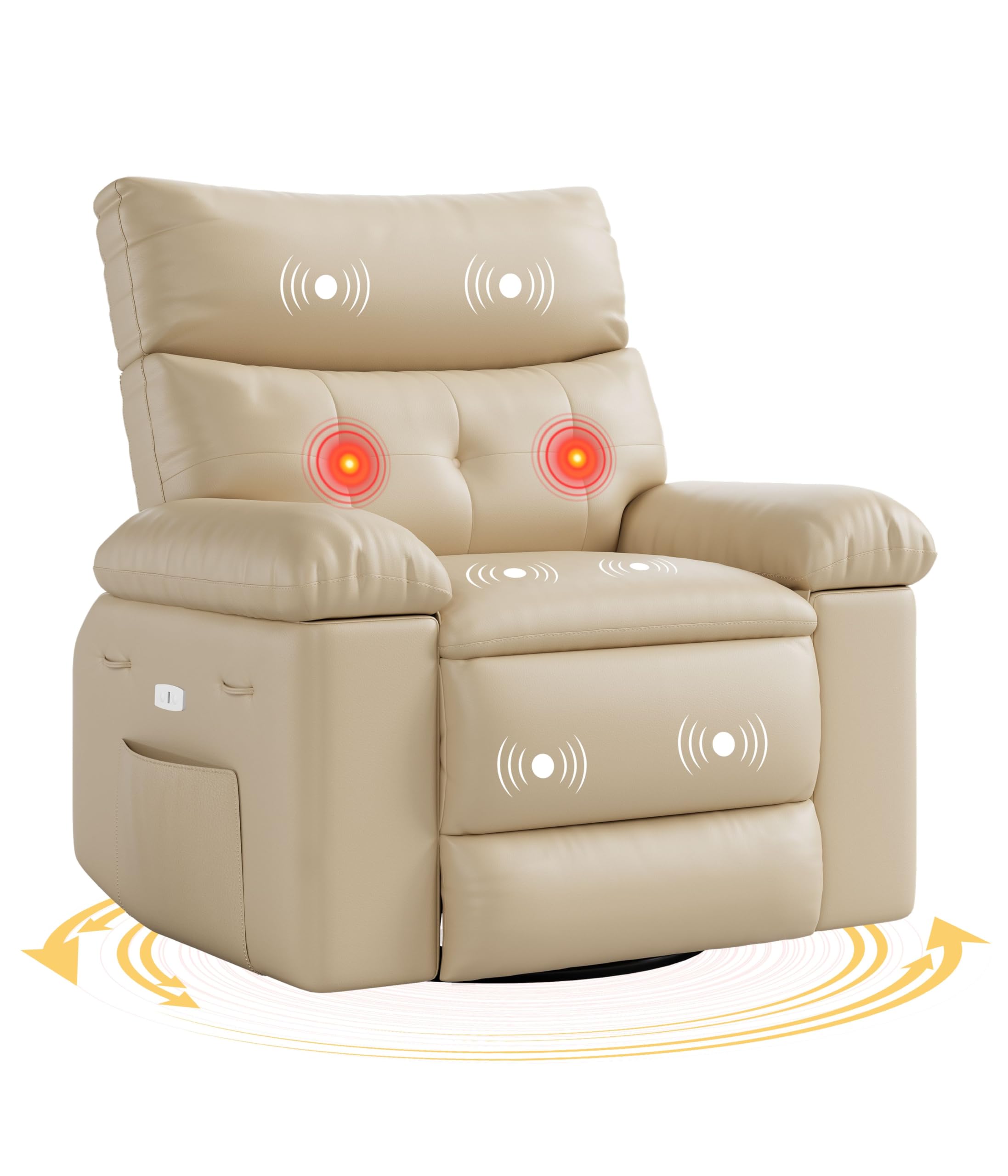 Photo 1 of ****FACTORY SEALED****
GarveeHome Electric Swivel Massage Chair, Power Rocking Recliner with Vibration and Heating, Overstuffed PU Leather Single Sofa with USB Port and Storage, Glider for Living Room Nursery