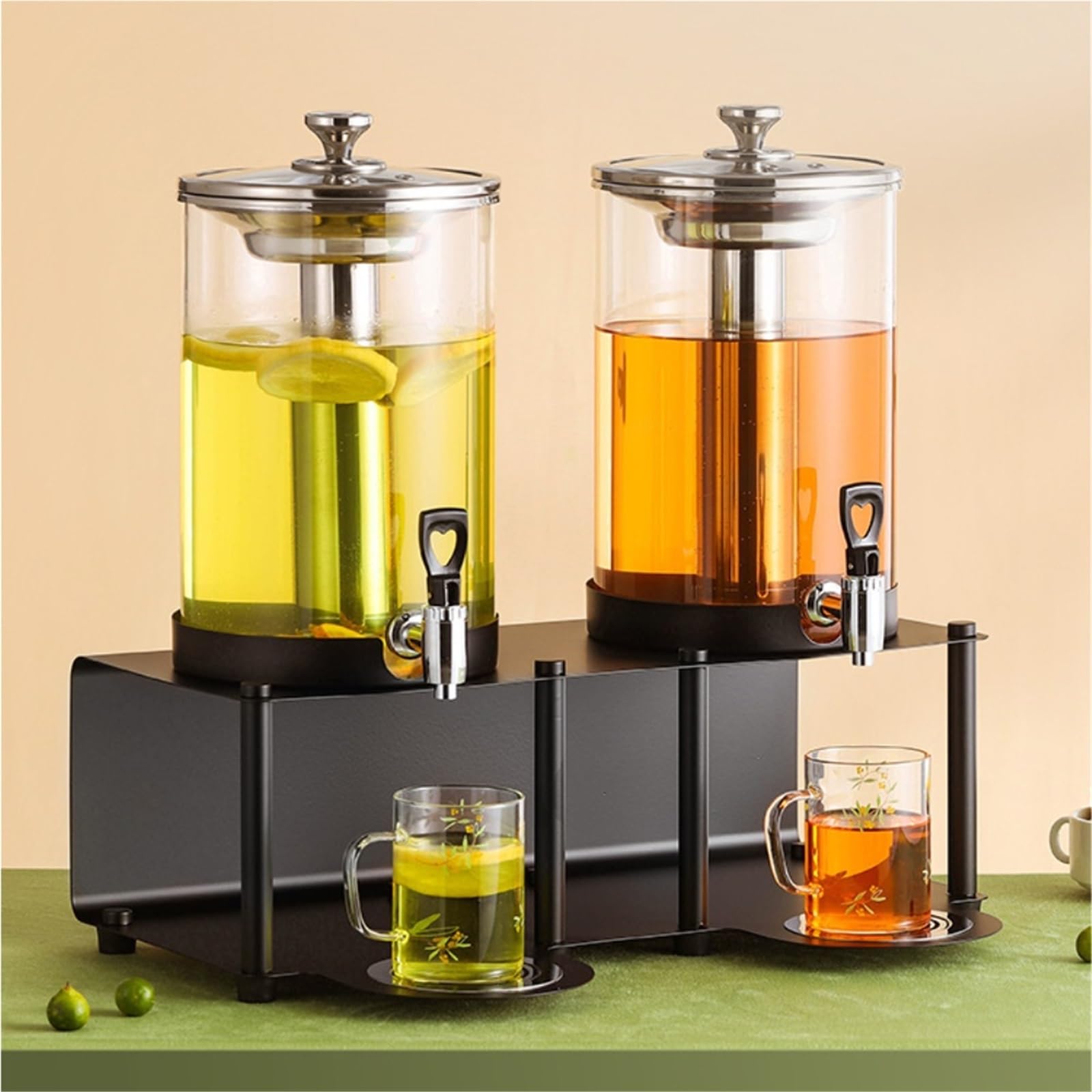 Dozownik napojów 8 l ze stojakiem, komercyjny dozownik napojów na imprezy, idealny do zimnego soku, piwa i lemoniady, konstrukcja z 2 głowicami