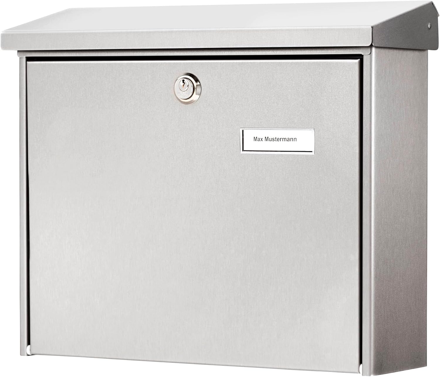 BURG-WÄCHTER Stainless Steel Letterbox With Hinged Pain Canopy, A4 Throw-in Format, EU Norm EN 13724, Amrum 3867 Ni