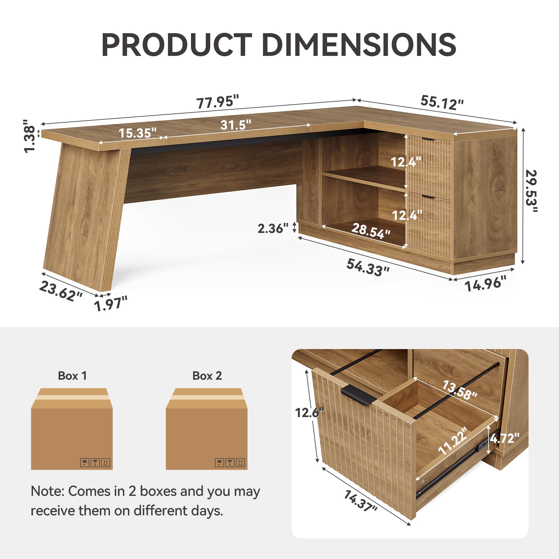 Amazon.com: LITTLE TREE 78-Inch L-Shaped Executive Desk, Modern