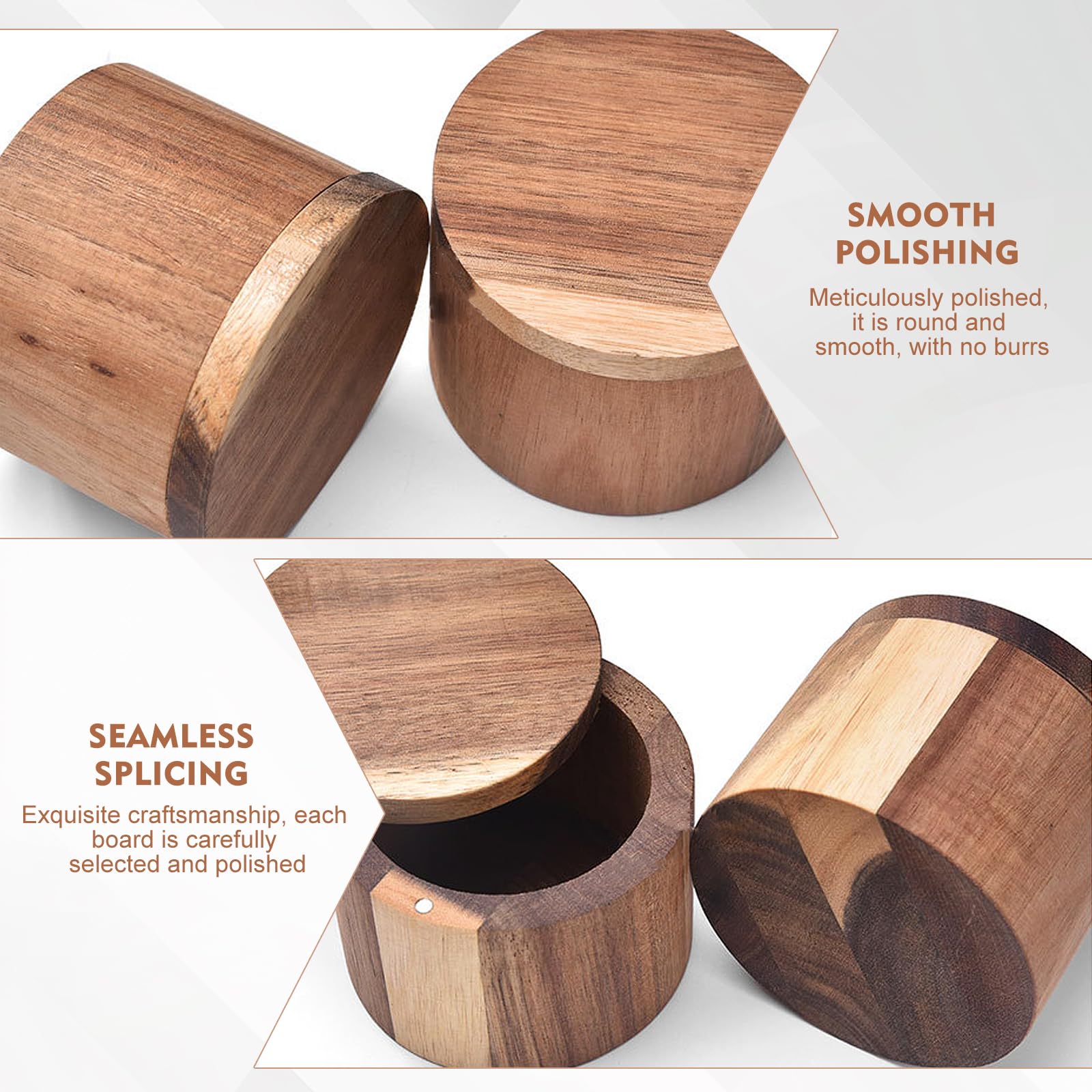 Salzdose aus Acacia Holz, Runder Salzbehälter mit Magnetischer Schwenkdeckel, Salzstreudose für Küchen geeignet und Esszimmer, Aufbewahrung von Salz, Meersalz, Gewürzen, Pfeffer, Zucker