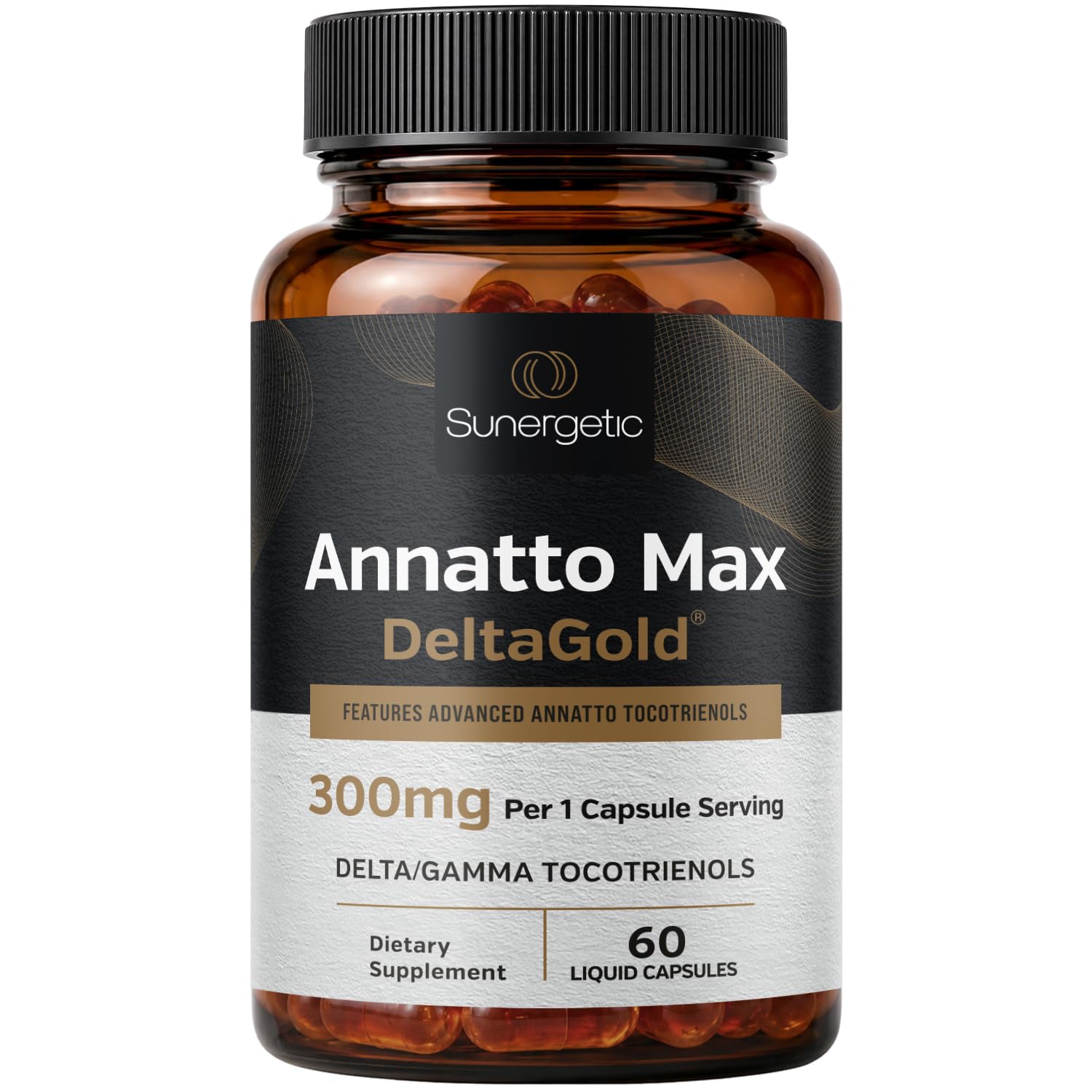 Annatto Tocotrienols Vitamin E Supplement, DeltaGold 300 mg, 60 Capsules