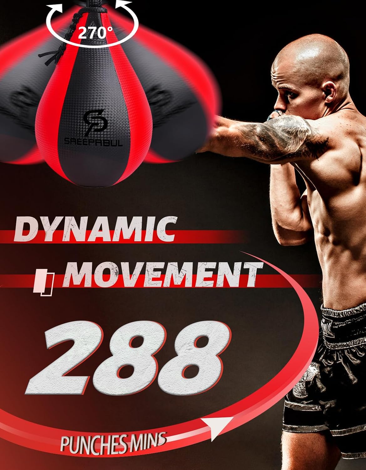 Speed Bag,Speed Bag for Boxing,PU Leather Reflex Training Pear Shaped Punching Bag,Fast Reaction Skills Development Perfect for Kids Teens Adults Boxing Coaches image 3