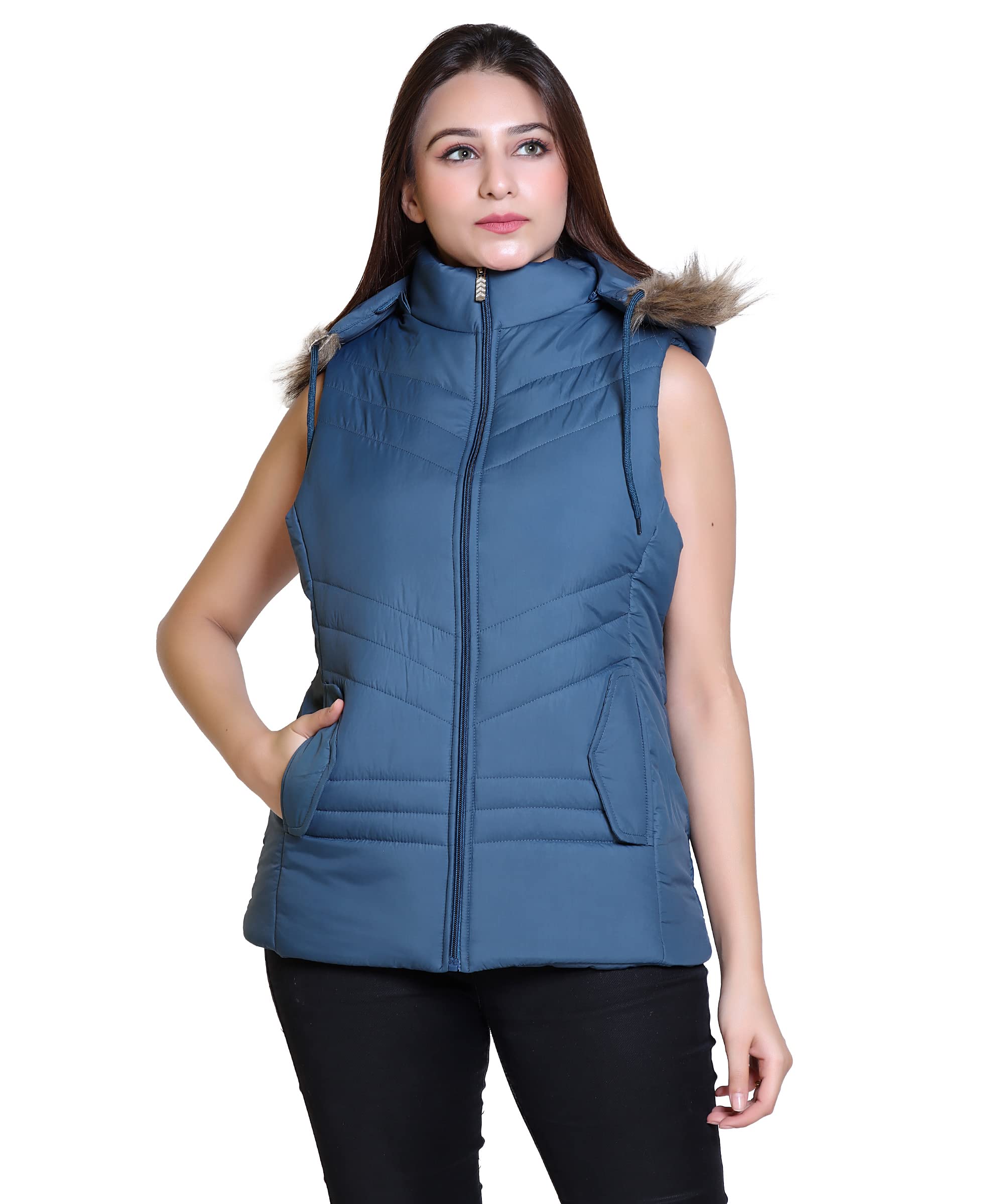 brazo Latest Sleeveless Puffer Winter Jacket For Women and Winter Jacket for Girl. Sweater Jacket/Fur Jacket/Water Resistant Jacket for Woman with Hood for keep you warm-picture-57