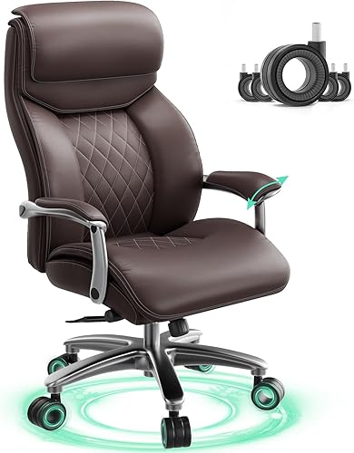 Silla de oficina grande y alta con reposabrazos de área amplia, silla de escritorio resistente de 600 libras con soporte lumbar ajustable, silla de
