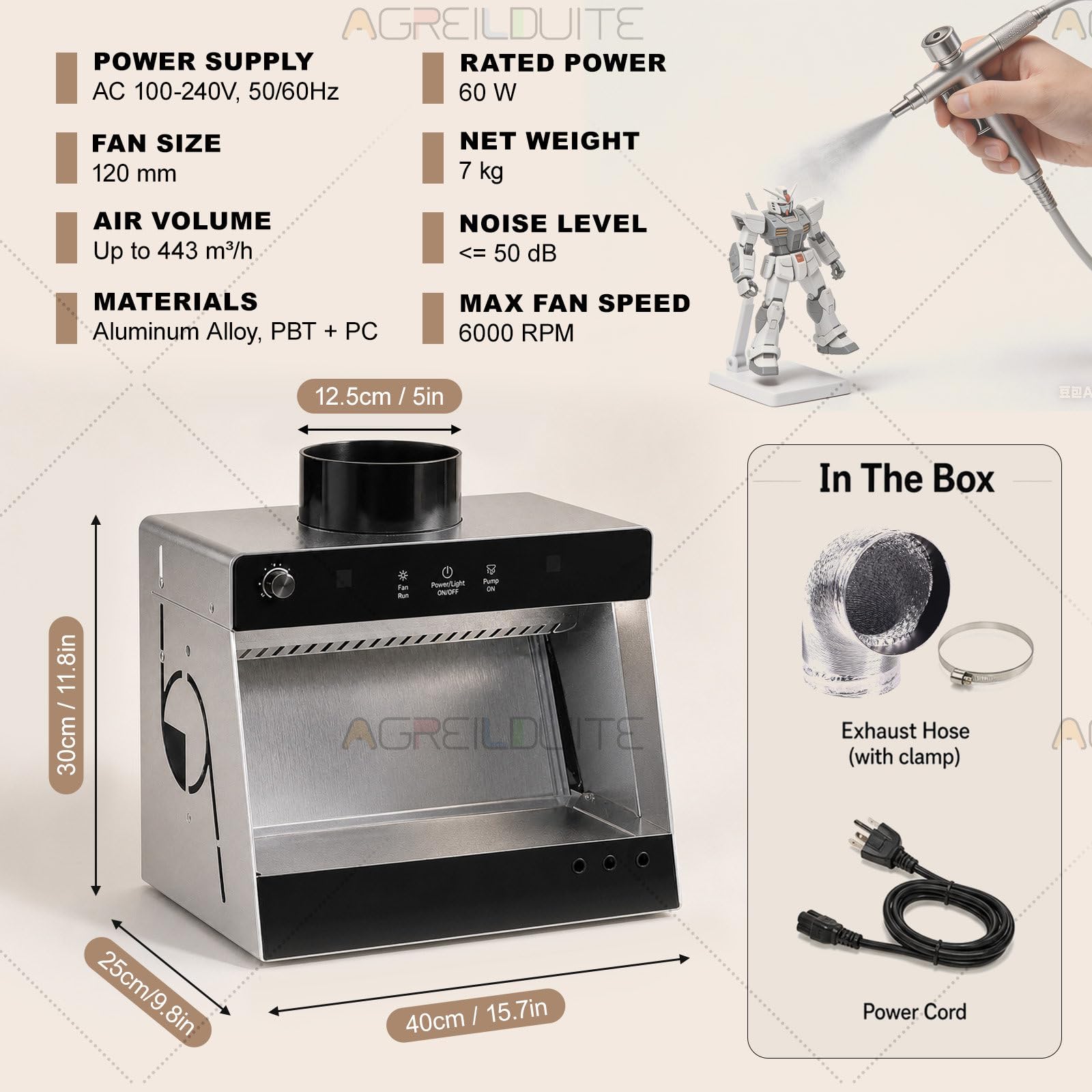 Cabina Di Verniciatura Ad Aerografo Con Tenda D'acqua – Modello Professionale Con Pannello A Ribalta E Vassoio Estraibile – Cabina A Cascata Ideale Per Hobbisti, Modellismo E Uso Domestico