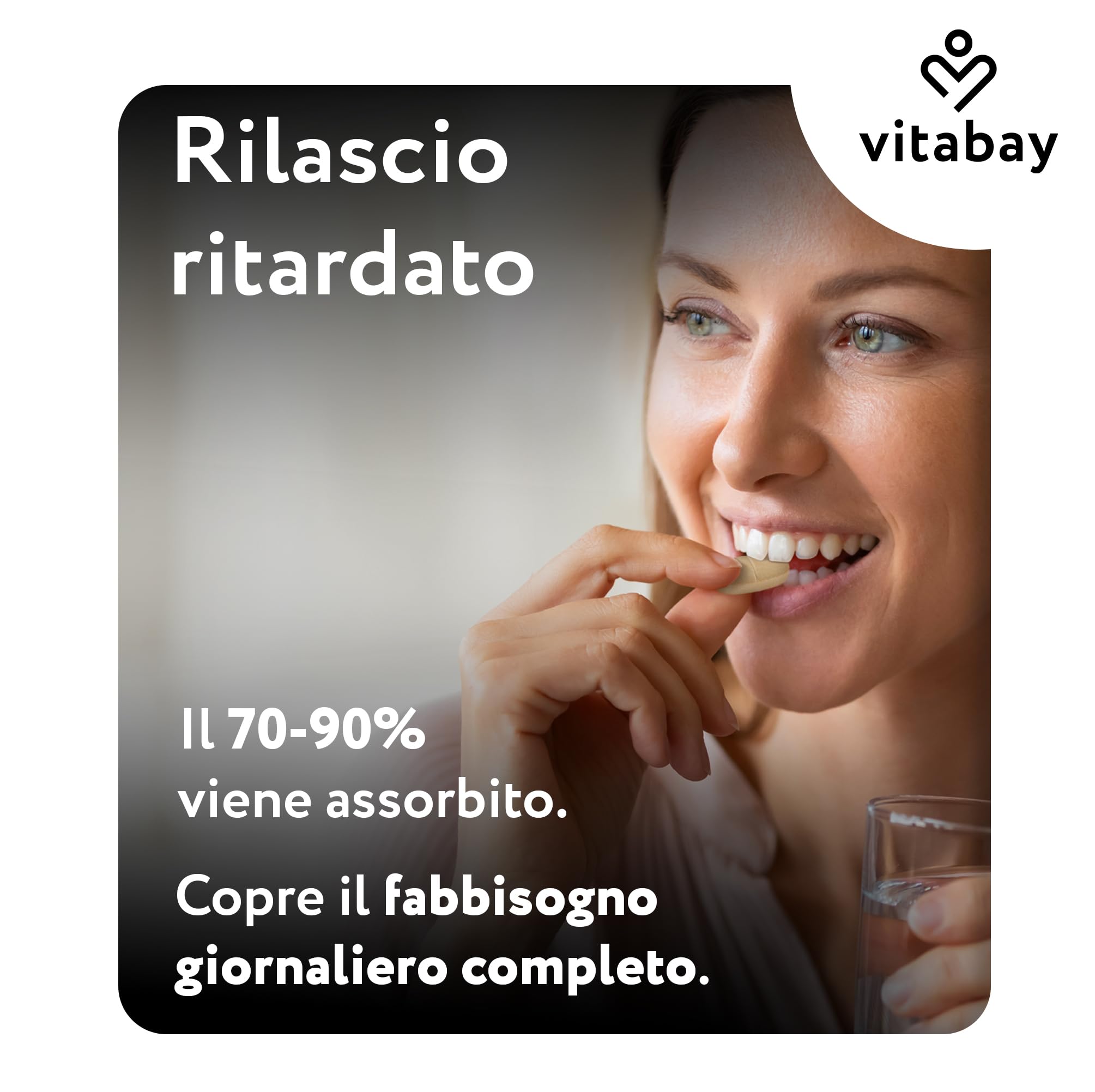 Vitabay Vitamina C 1000 mg - 500 Compresse di Vitamina C Naturale con Bioflavonoidi di Agrumi (50 mg) a Rilascio Prolungato - Vegana e ad Alto Dosaggio - Acido Ascorbico (60%) - Testata in Laboratorio