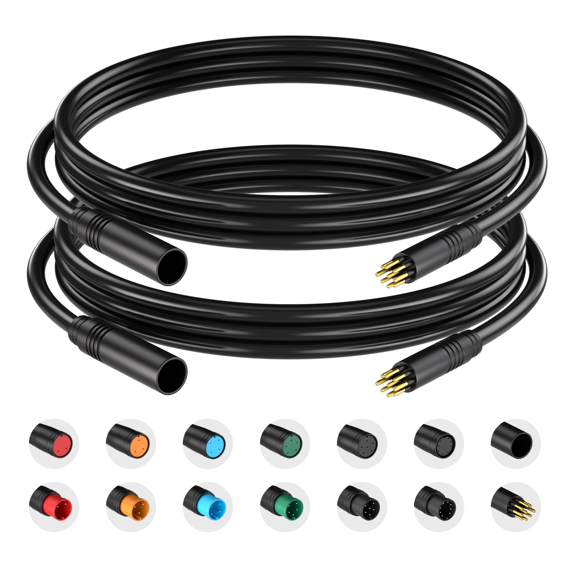 Extension Cable 9Pin Waterproof Plug Female to Male Works for Electric Bicycle Light/Throttle/Ebrake/Display Ebike Parts Extend Wire(9pin, 150cm 2pieces)