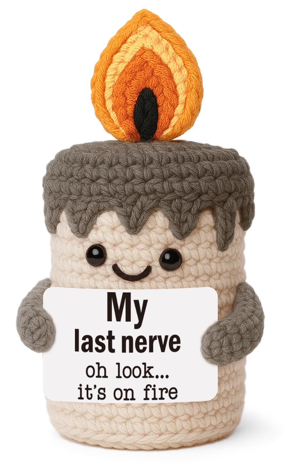 Funny Mini Candle Birthday Gifts for Women - Self Care Relaxation Gag Gifts for Best Friend Boss Coworker Sister Mom, Handmade Crochet Candle My Last Nerve Gift for Her - Funny Office Decor