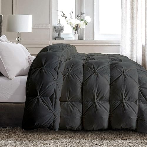 Miniatura 2 de Edredón plisado extra grande tamaño 136 x 120 pulgadas, relleno de edredón alternativo de plumón de algodón egipcio de 3 piezas con 8 pestañas en