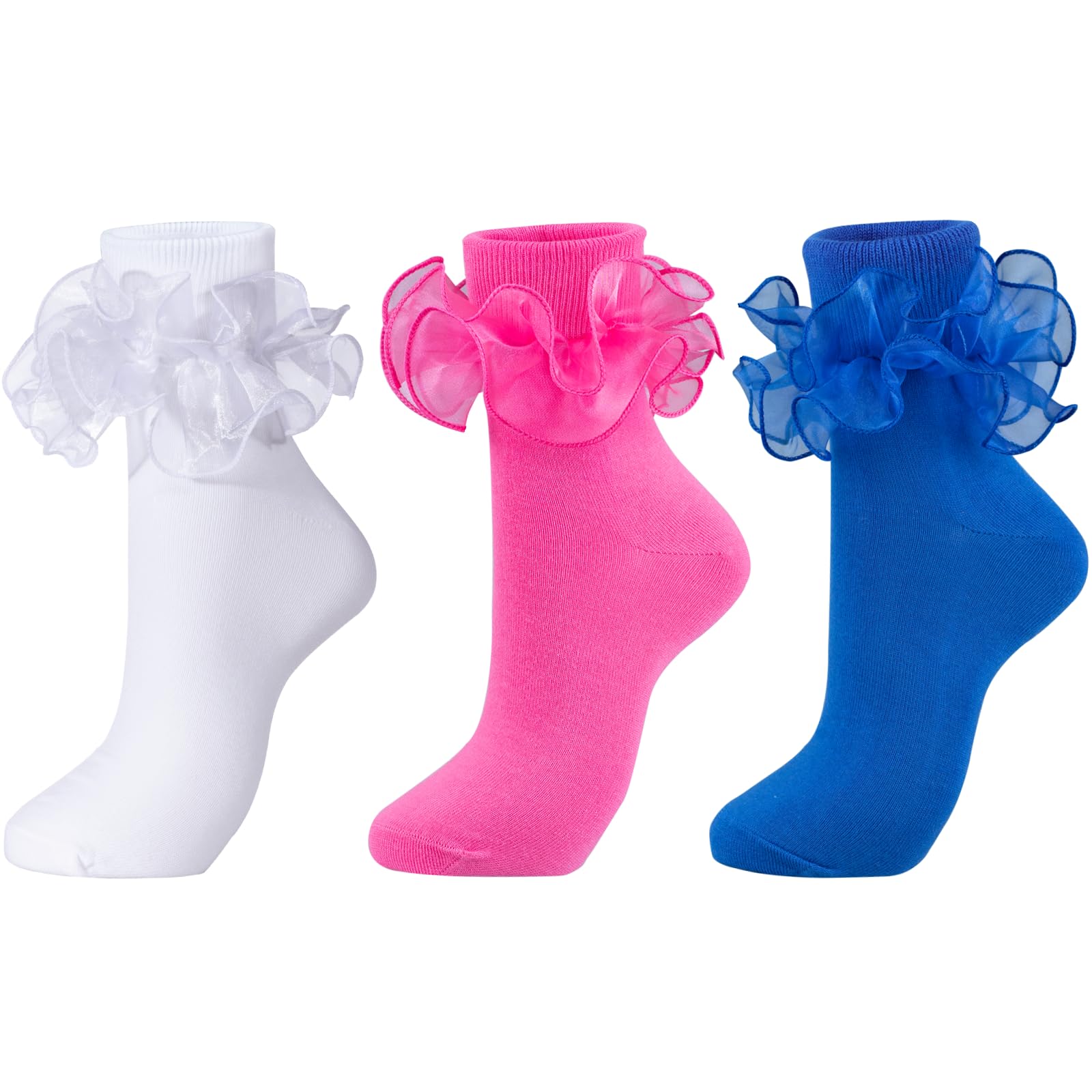 Dicry Socks for Women, Big Ruffle Socks with Turn Cuff and Double Lace