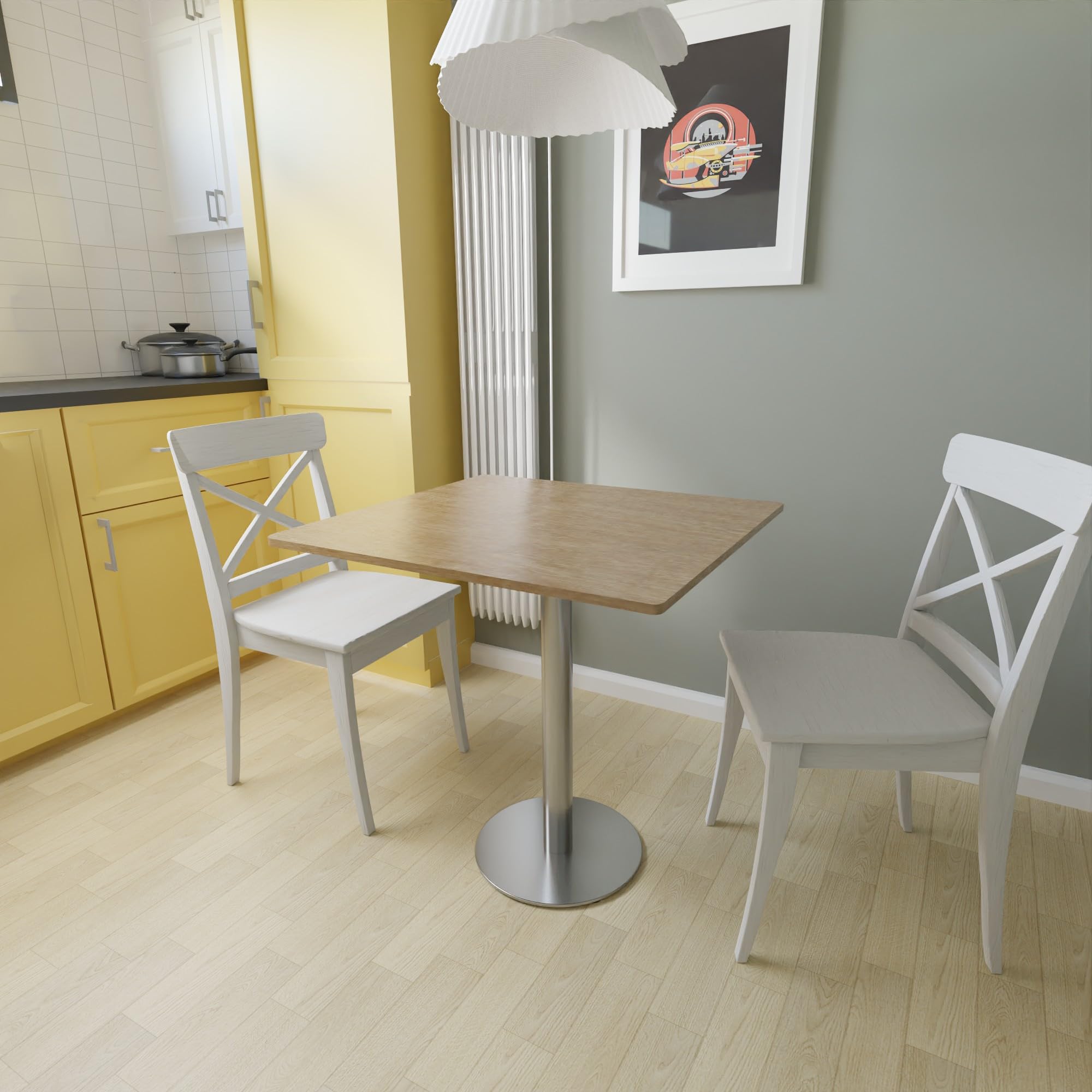 Einteiliges Design Tischgestell Tokio aus Stahl & Edelstahl mit durch Einteiliges Design Tischgestell Tokio aus Stahl & Edelstahl mit durch