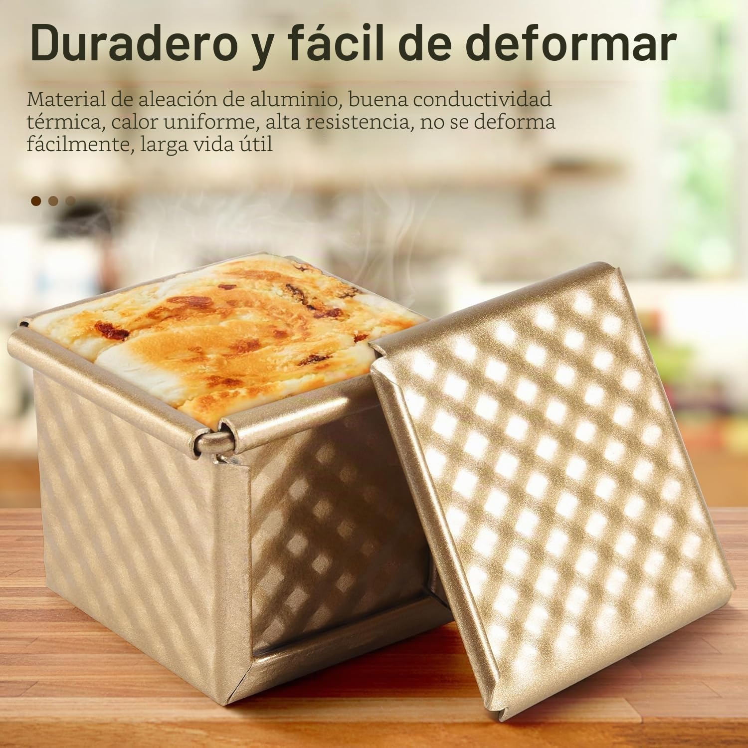 6 moldes cuadrados tapa, molde para tostadas, molde para pan Pullman, molde para pan tapa, mini cubo de agua antiadherente, caja para tostadas
